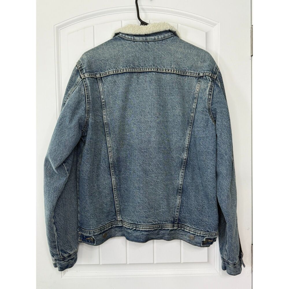 Sherpa Denim Jacket Men's Medium Grunge 90s Vintage 80s Trucker Workwear Retro - Picture 3 of 4
